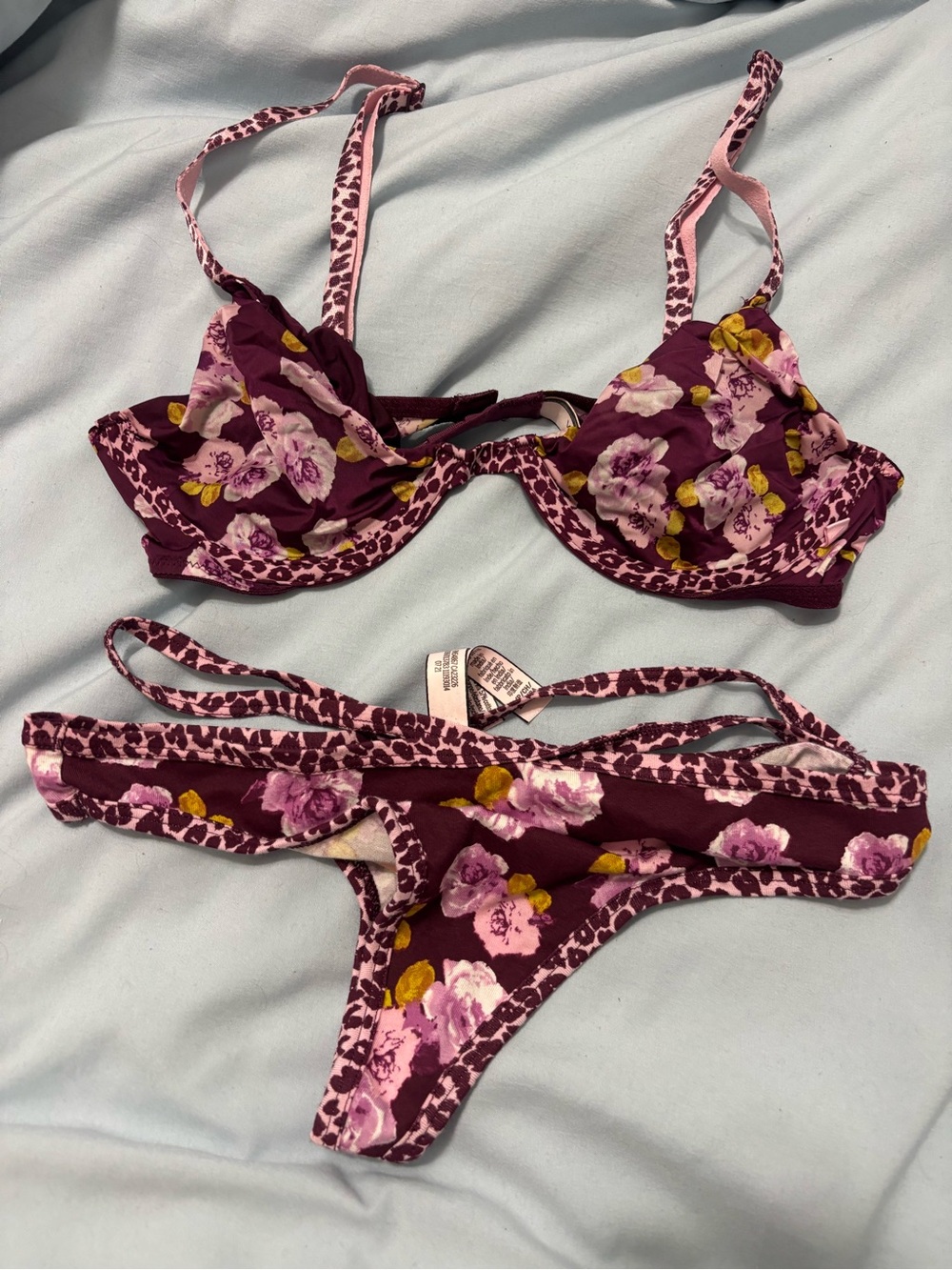 Victoria secret leopard floral print set